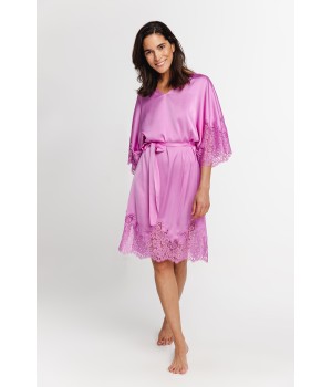 Camisón largo satén rosa detalle